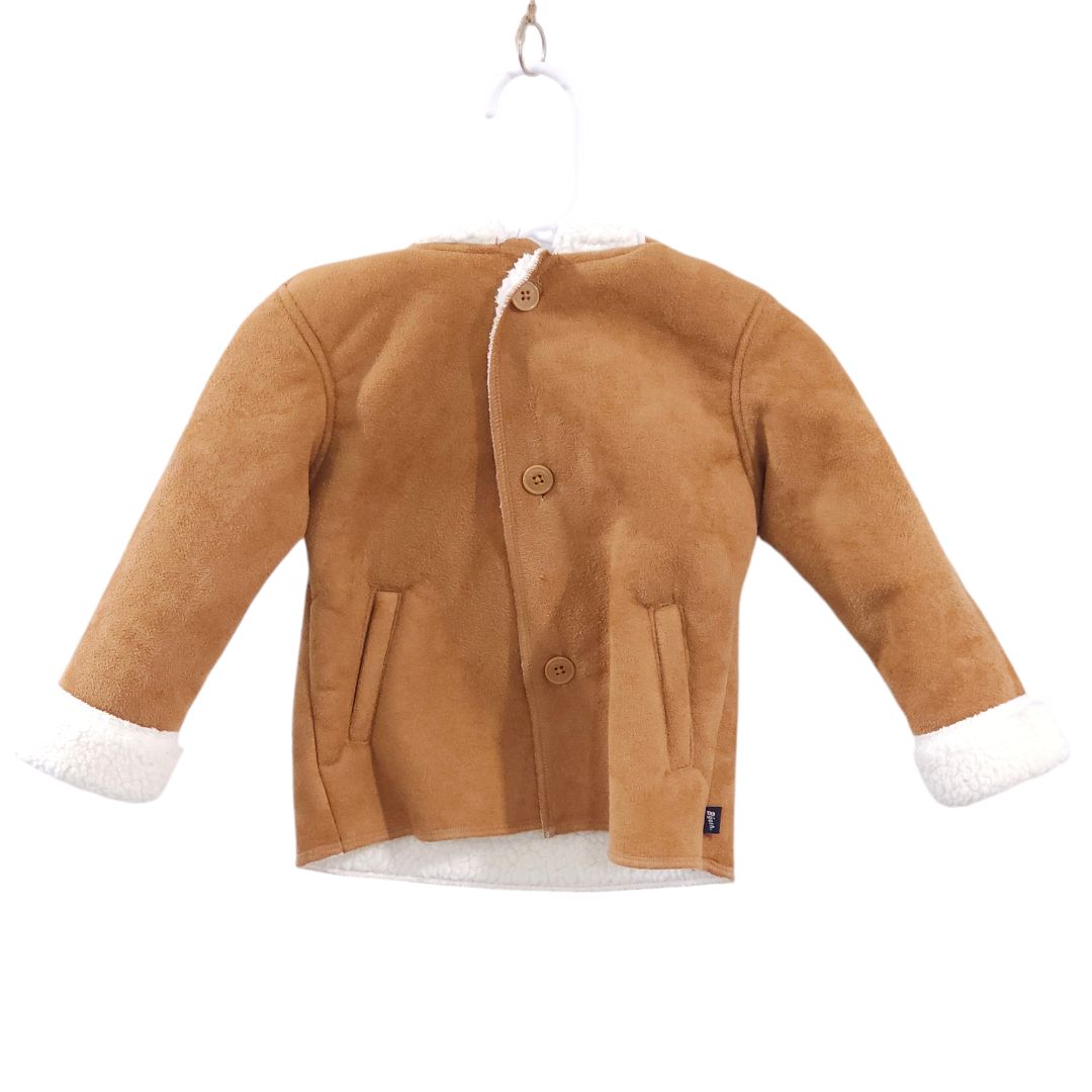 Baby B'gosh - Tan Sherpa Suede Hooded Winter Coat, 9 m