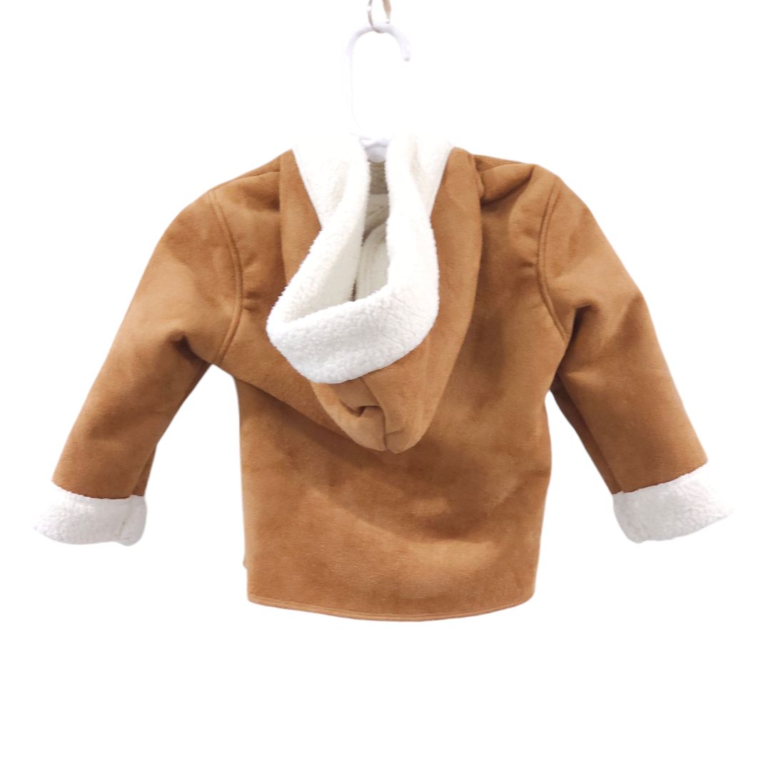 Baby B'gosh - Tan Sherpa Suede Hooded Winter Coat, 9 m