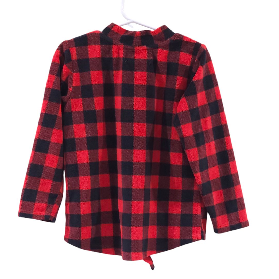 Old Navy - Red Fleece Buffalo Plaid Front Knotted Shirt, 5