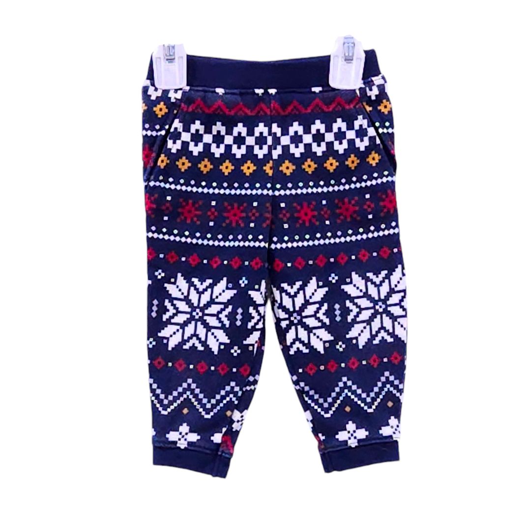 Garanimals - Blue Christmas Pattern Long Sleeve Bodysuit and Pants Set, 12 m