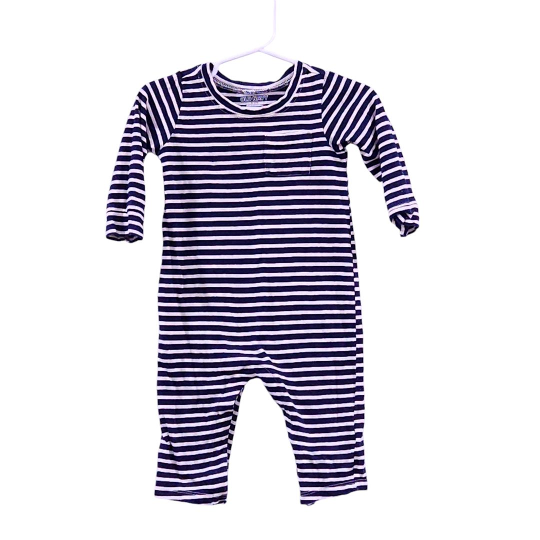 Old Navy - Blue Stripes Jumpsuit with Snaps, 6-12m