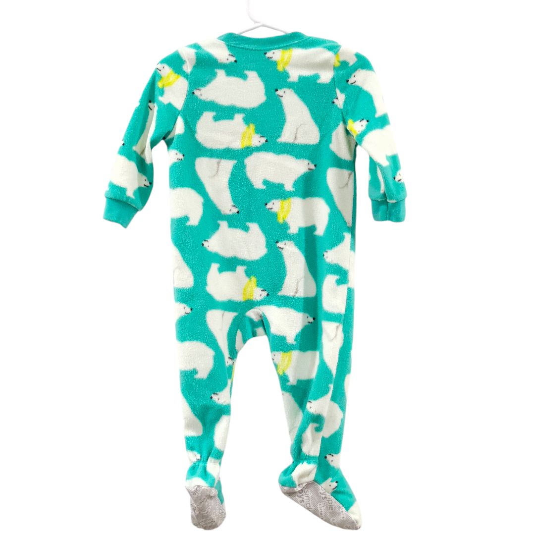 Simple Joys - Pijama con pies de polar de oso polar azul, 12 m