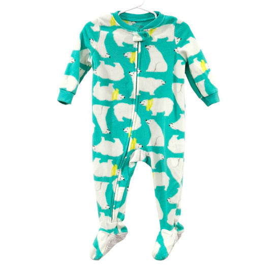 Simple Joys - Blue Polar Bear  Fleece Footed Pajama, 12 m