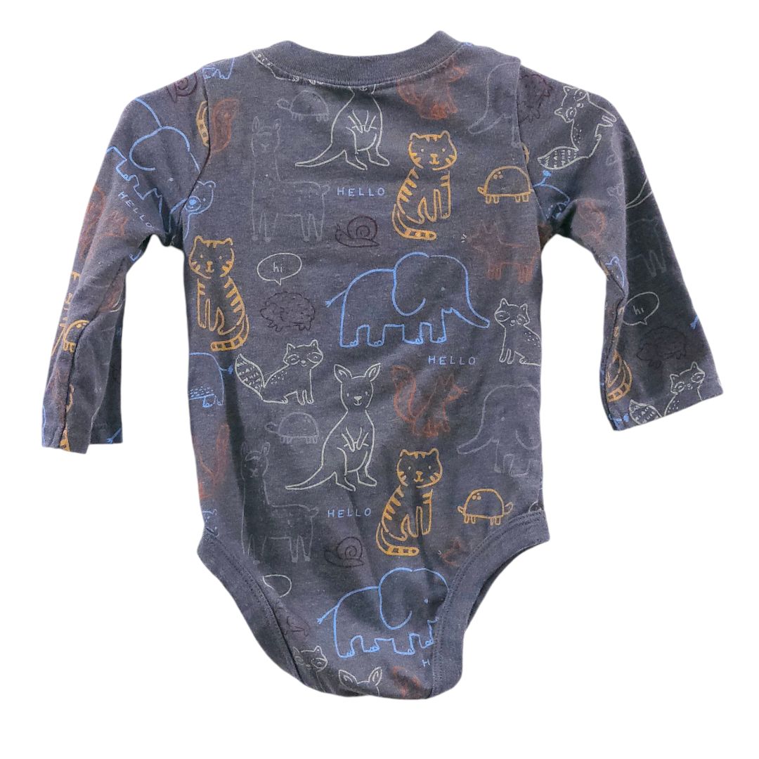 Garanimals - Gray Wild Animals Long Sleeve Bodysuit, 12 m