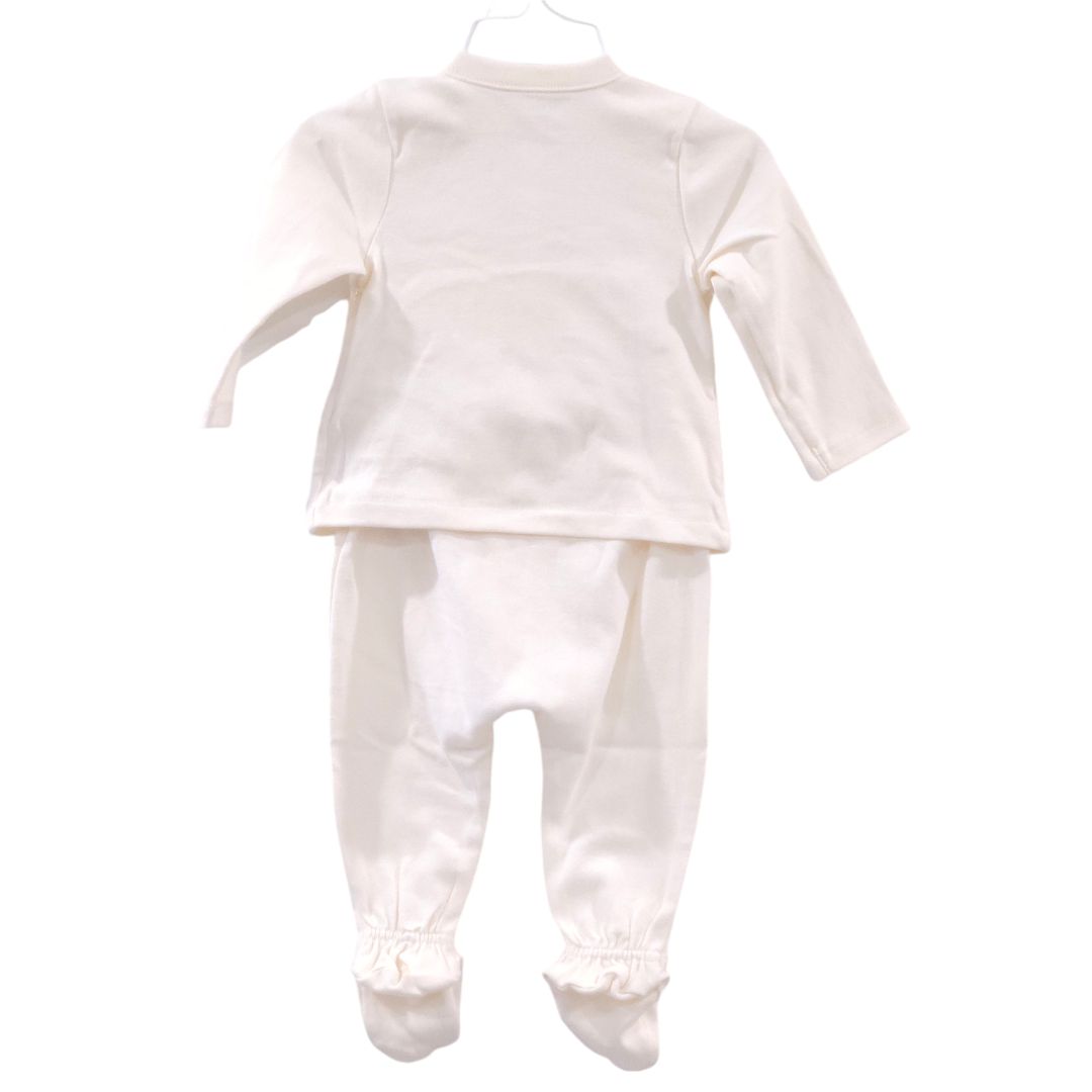 Old Navy - Cream 2 Piece Cotton Kimono Long Sleeve and Pan Set, 6-9 m