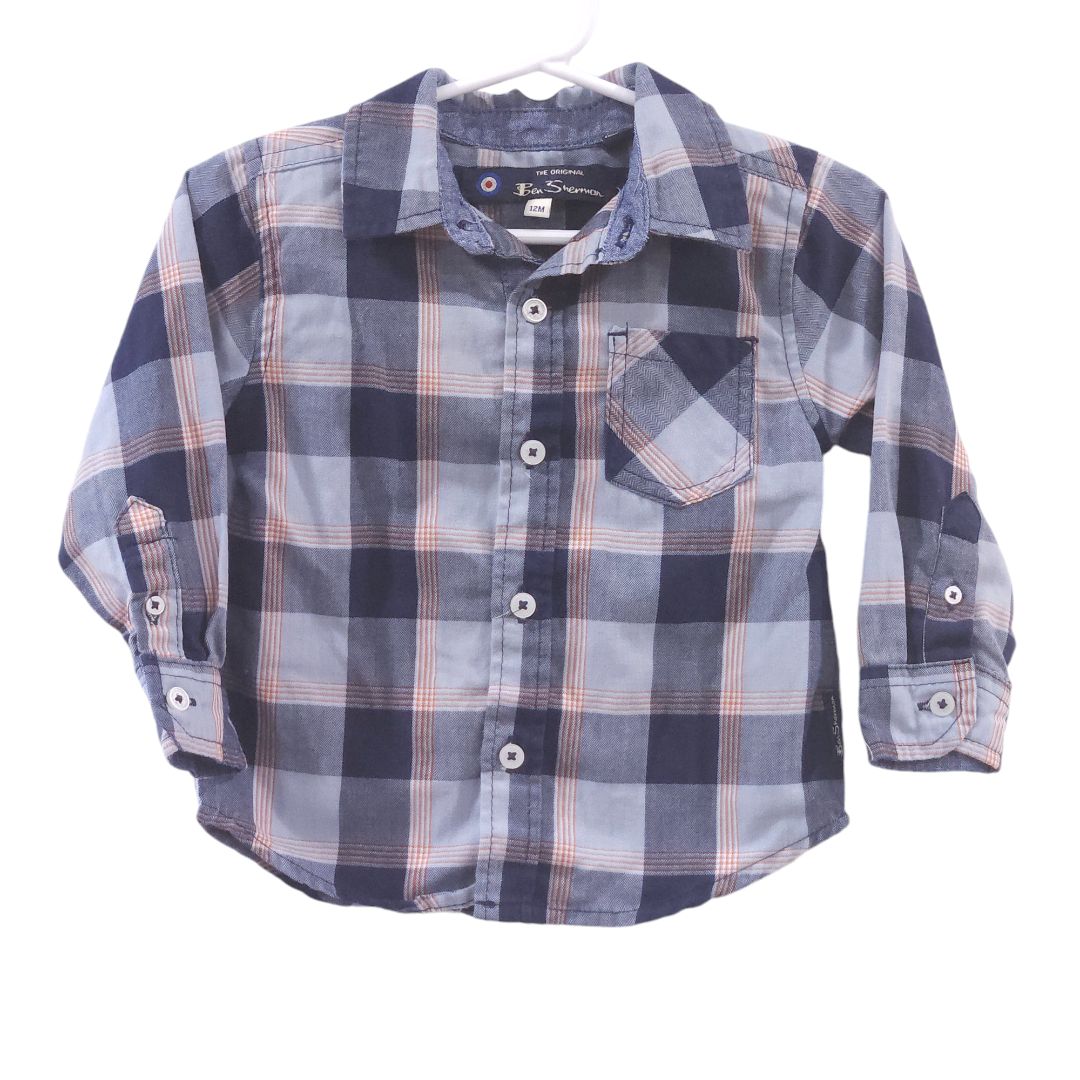 Bob Sherman - Blue Plaid Button-up Shirt, 12 m