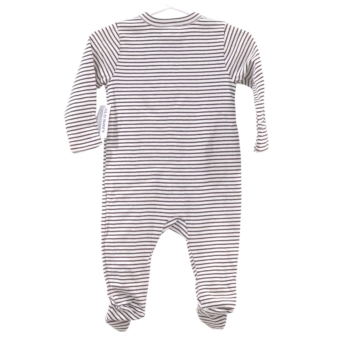 Pijama de algodón con cremallera y rayas negras de Old Navy (nuevo con etiqueta, 6-9 meses)