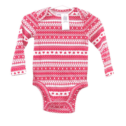 Old Navy - Red Christmas Pattern Long Sleeve Bodysuit with tag, 6-12m