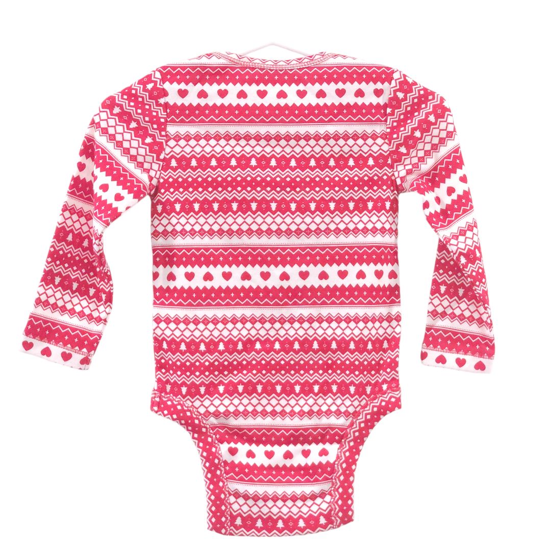 Old Navy - Red Christmas Pattern Long Sleeve Bodysuit with tag, 6-12m