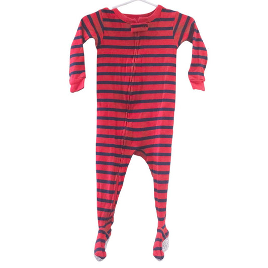 Carter's - Pijama con pies a rayas rojas, 12 m