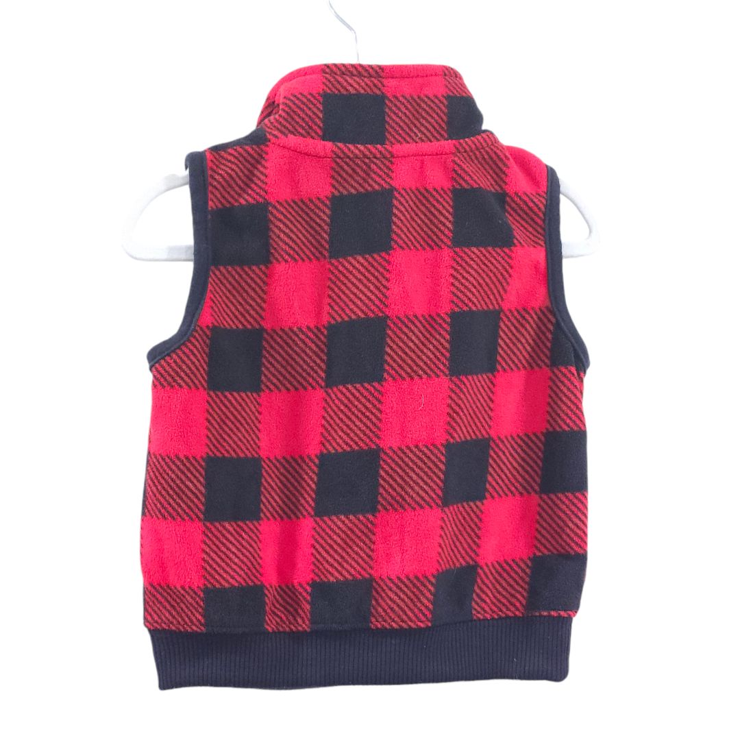 Carter's - Red Buffalo Check Fleece Zip-up Vest, 12 m