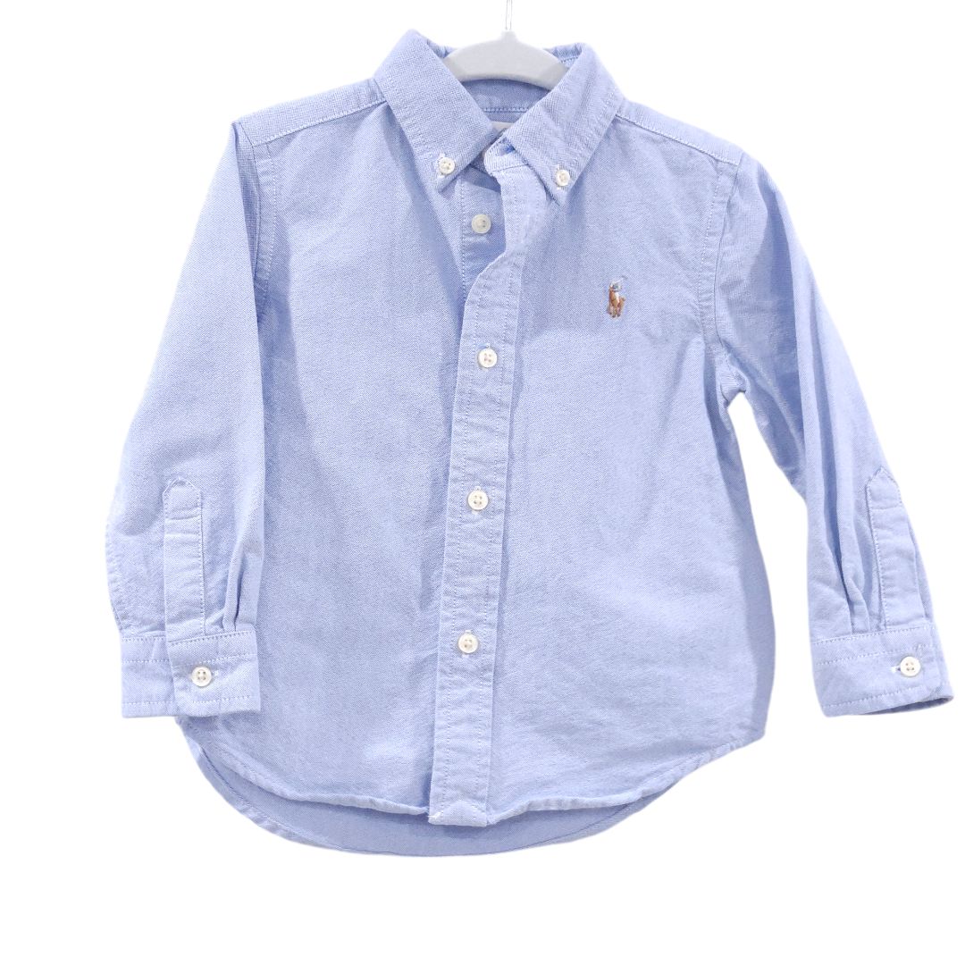 Ralph Lauren - Camisa azul de manga larga con botones, 18 m