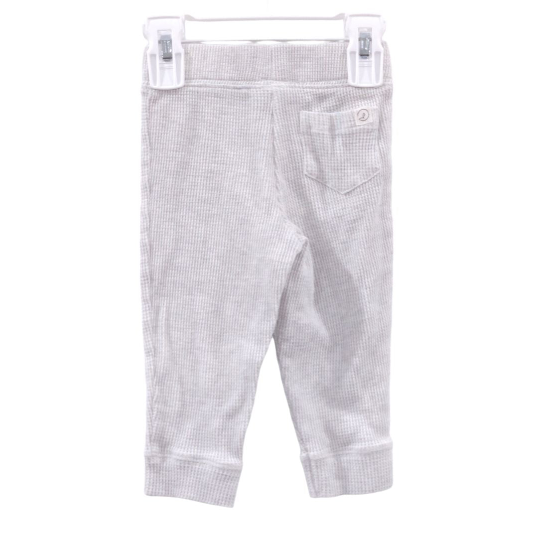 Pantalones de punto gofre de dos piezas en color gris de Little Planet Organic, 12 m