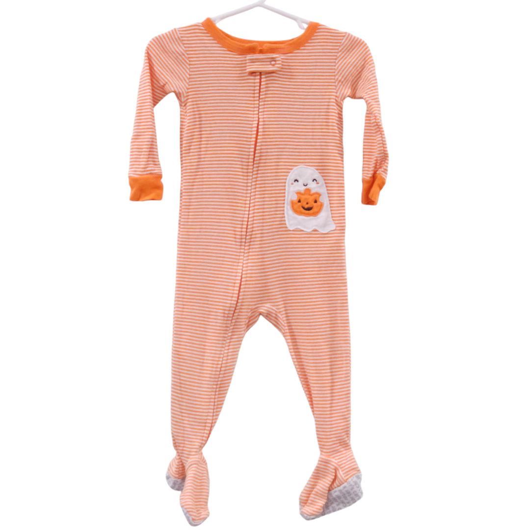 Carter's - Pijama con pies de Halloween a rayas naranjas, 12 m