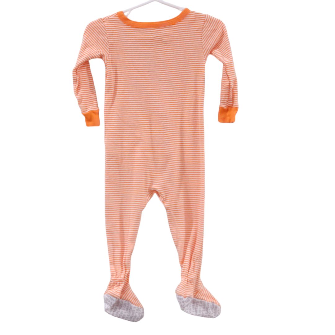 Carter's - Pijama con pies de Halloween a rayas naranjas, 12 m