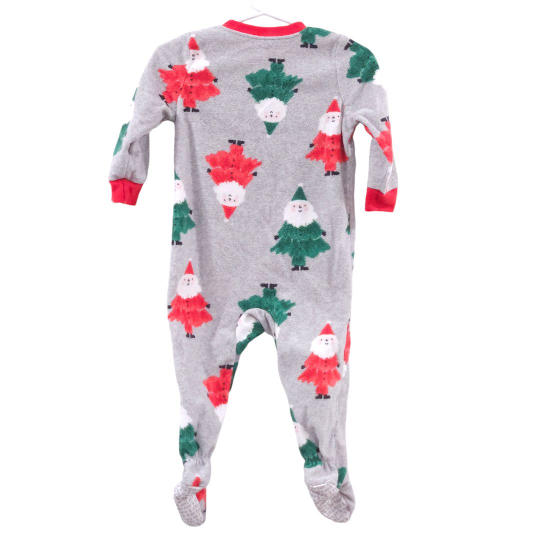 Carter's - Pijama con pies de polar con árboles de Navidad de Papá Noel en color gris, 12 m