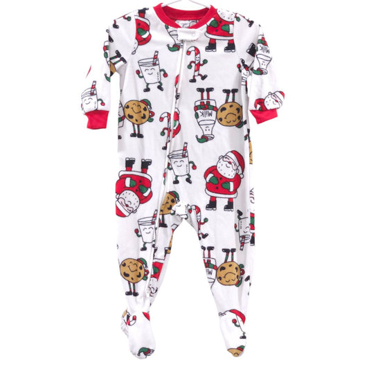 Carter's - Pijama de polar con pies y diseño navideño de leche y galletas, 12 m