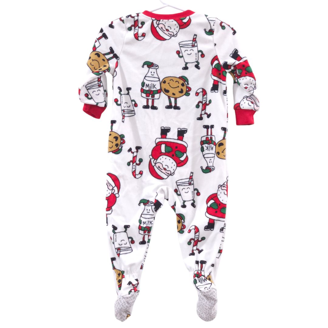 Carter's - Pijama de polar con pies y diseño navideño de leche y galletas, 12 m