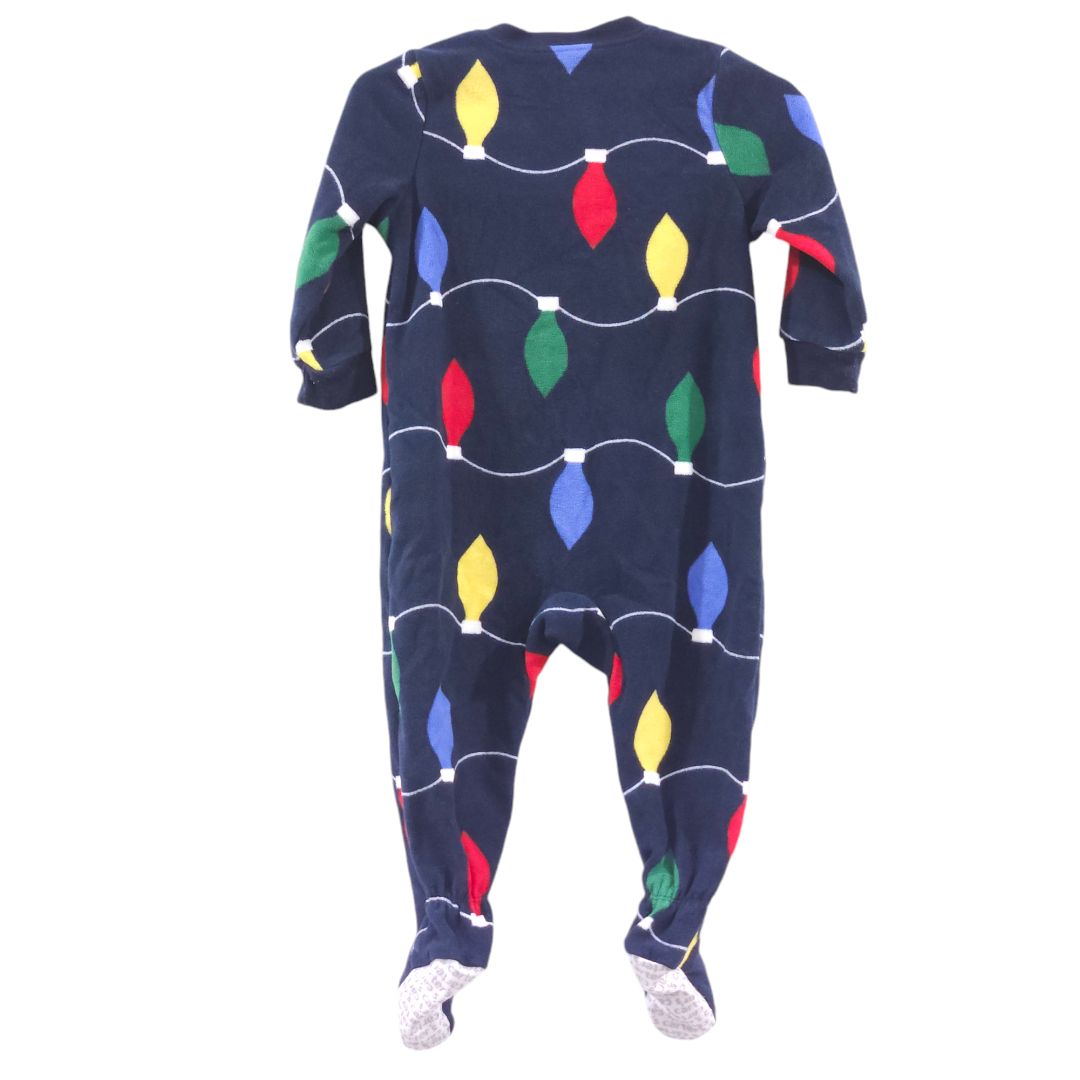 Carter's - Pijama con pies de polar con luces navideñas azules, 12 m