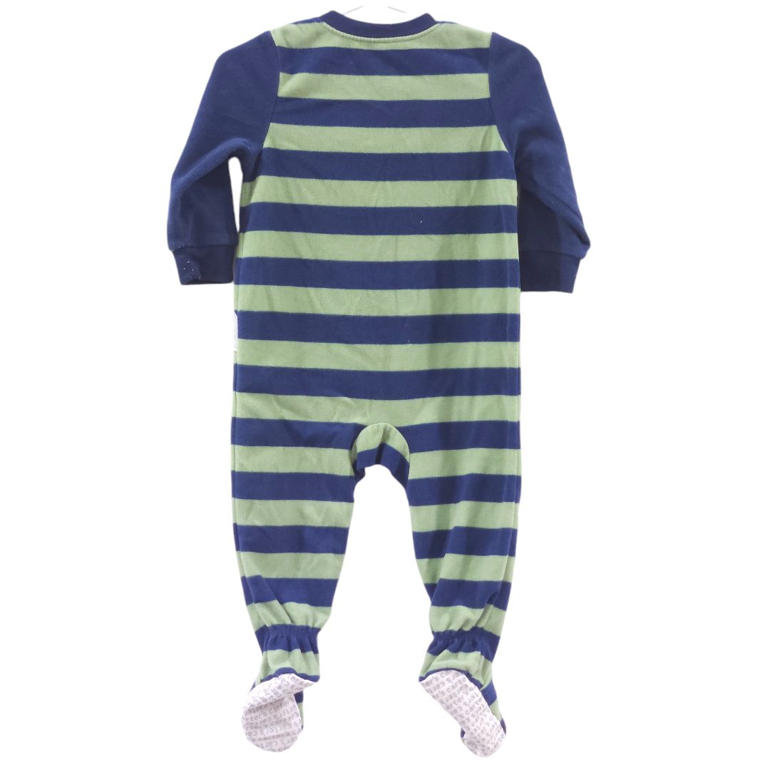 Carter's - Green Striped Walrus Fleece Footed Pajama, 12 m