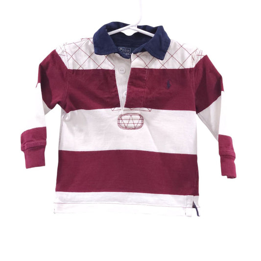 Polo Ralph Lauren - Polo de manga larga con rayas rojas, 12 m