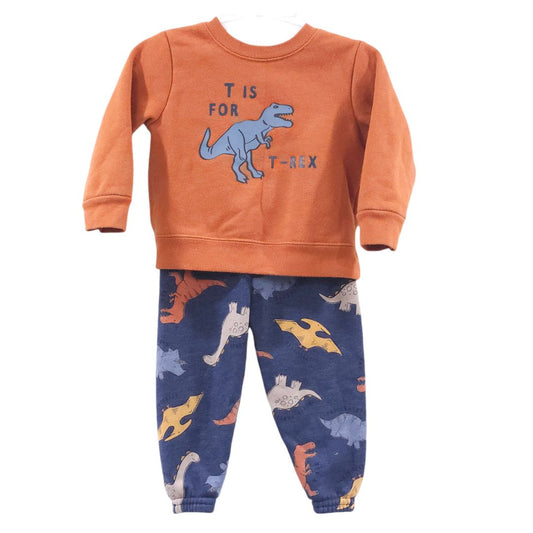 Garanimals - Conjunto de sudadera y pantalón naranja "T is for T-Rex", 12 m