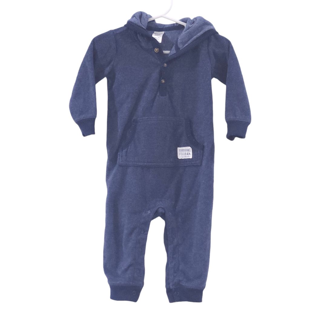 Carter's - Blue Fleece Hooded Jumpsuit, 12 m