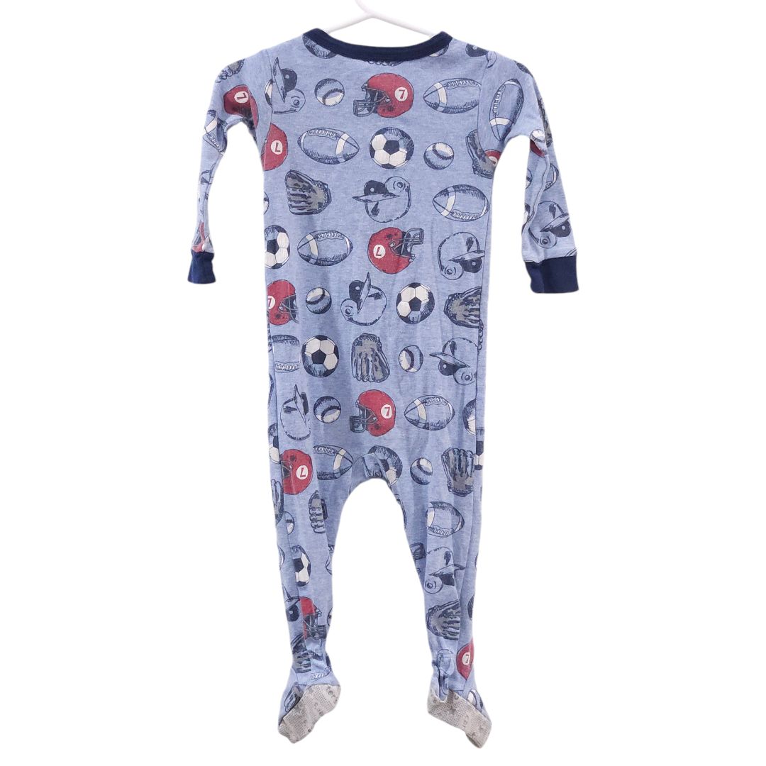 Carter's - Blue Sports Footed Zip-up Pajama, 12 m