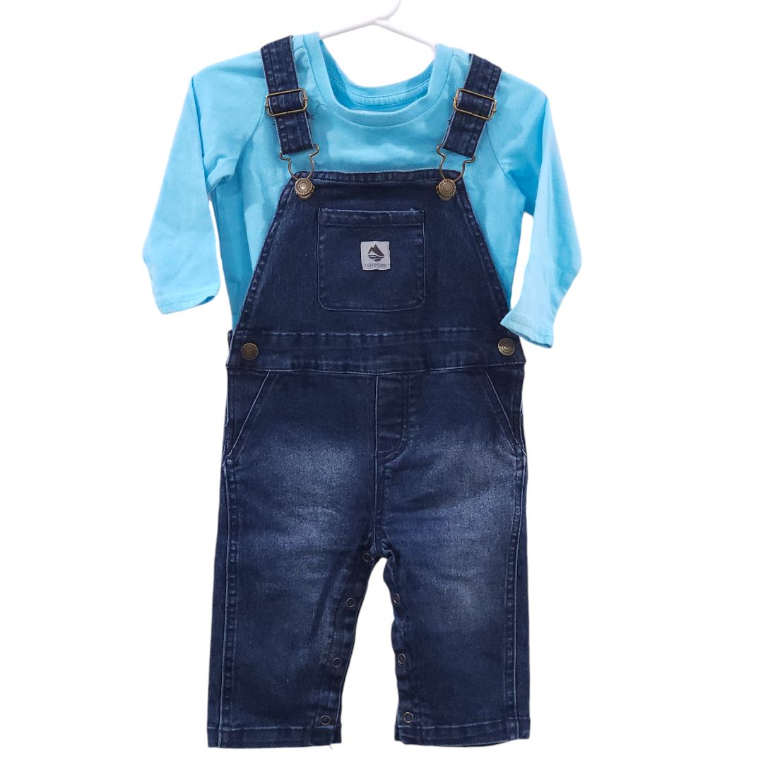 Ocean Coast - Blue Long Sleeve Shirt and Overall with Snaps Set, 12 m