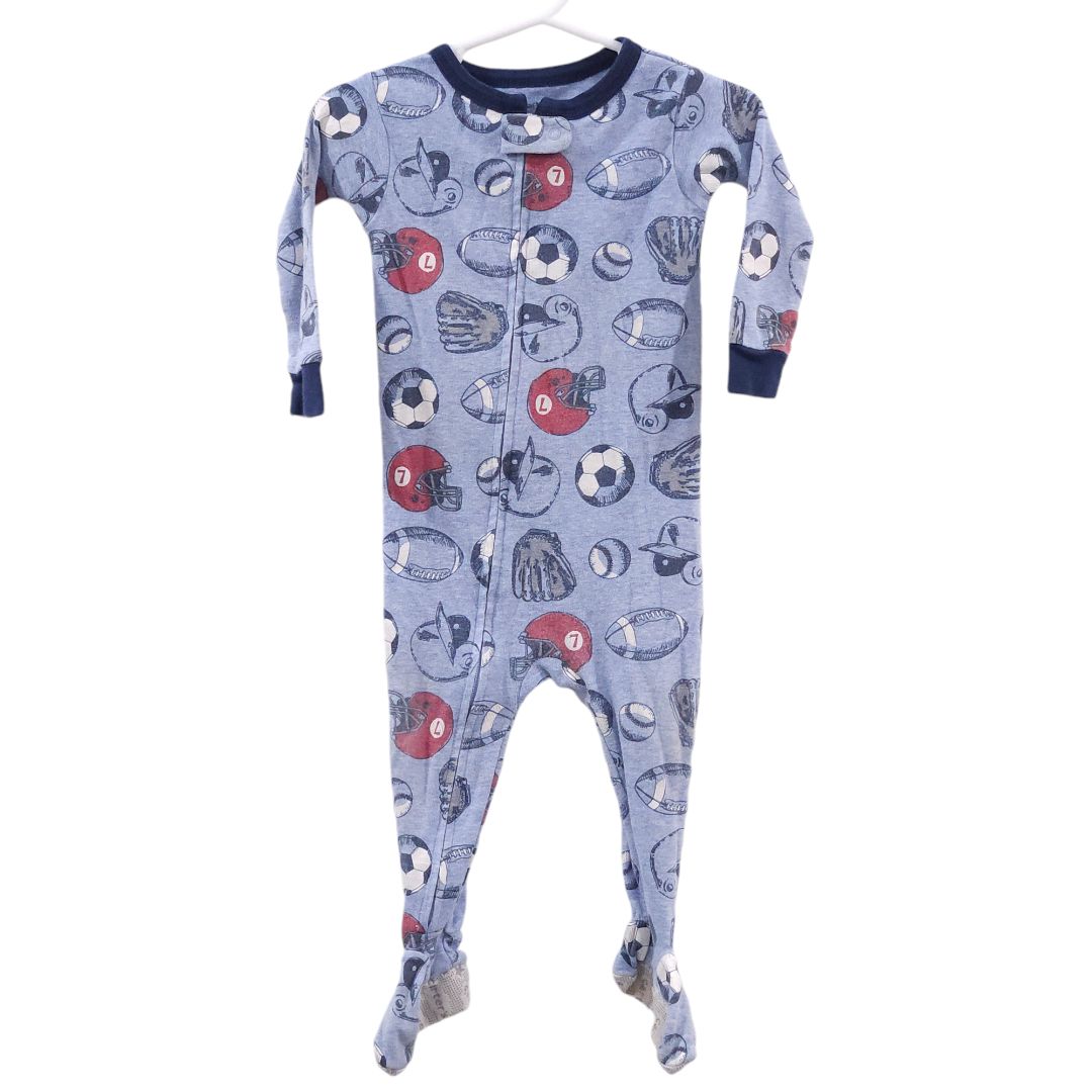 Carter's - Blue Sports Footed Zip-up Pajama, 12 m