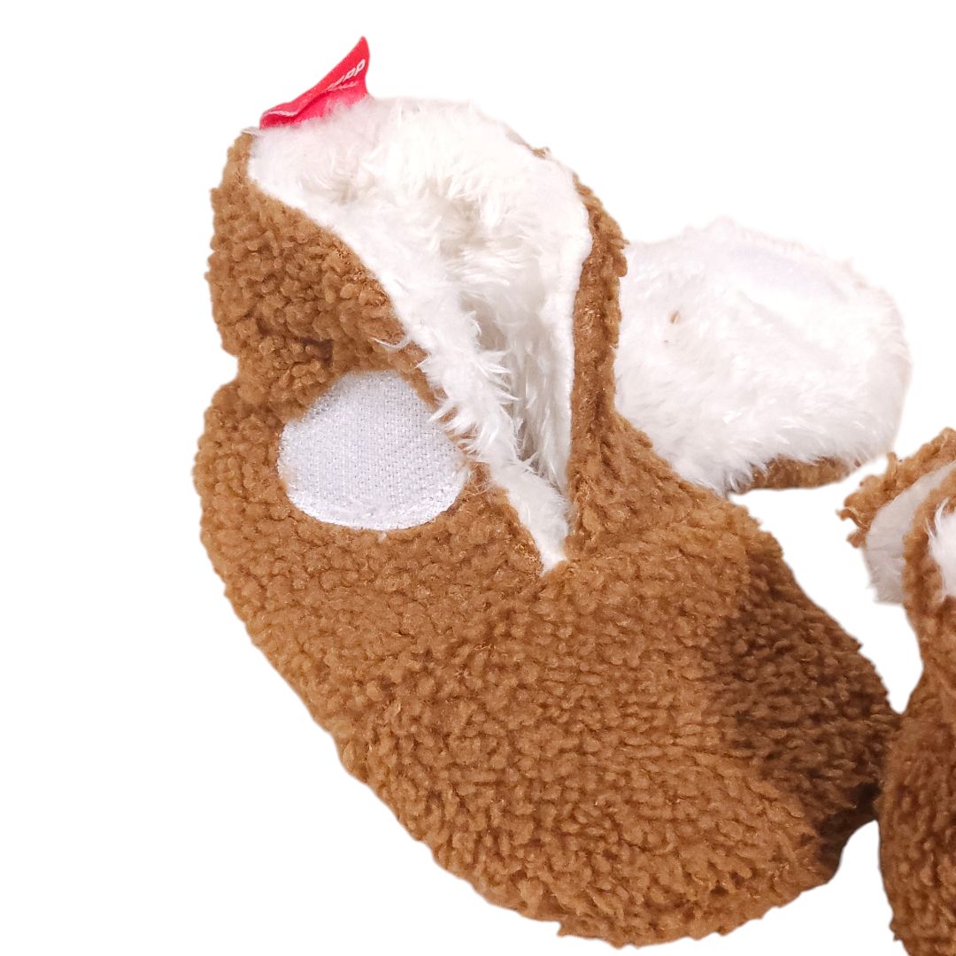 Brown Unisex Cozy Fleece Slippers Booties - 12-18 m