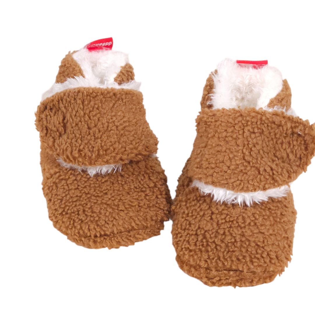 Pantuflas unisex de felpa marrón, tipo botines, de 12 a 18 m