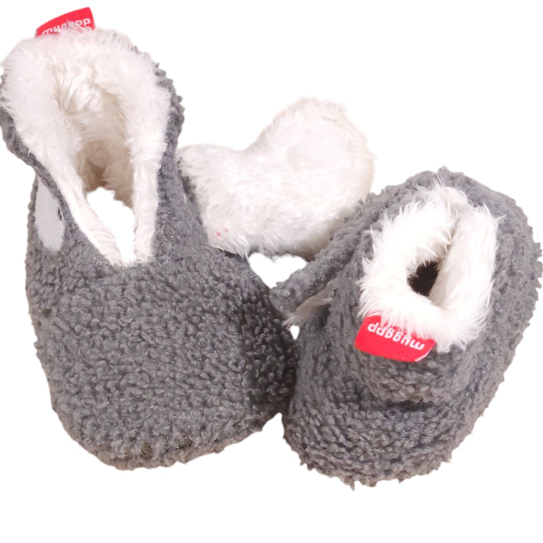 Gray Unisex Cozy Fleece Slippers Booties, 12-18 m