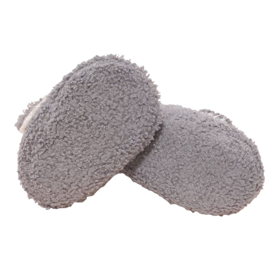 Gray Unisex Cozy Fleece Slippers Booties, 12-18 m