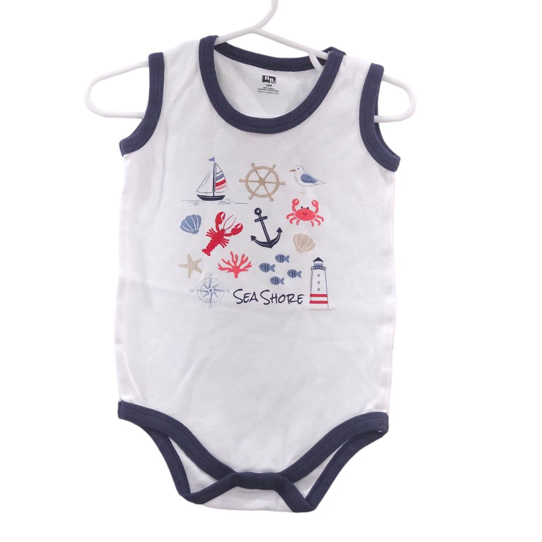 H B - Blue 5 Pack Sleeveless Bodysuits, 18 m