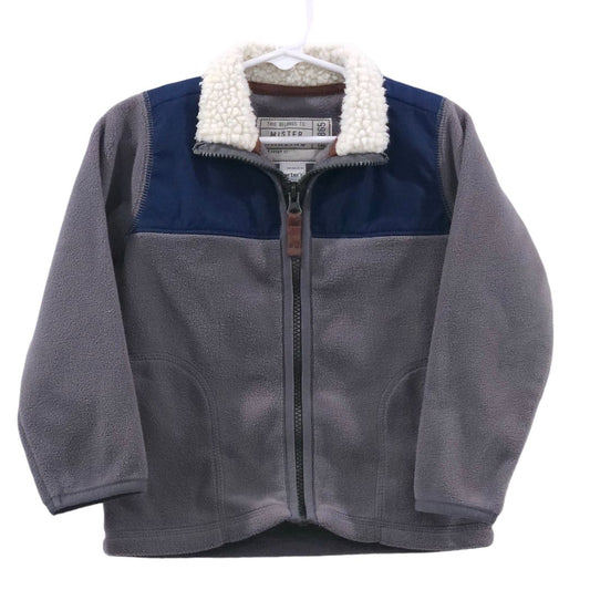 Carter's - Chaqueta polar gris con cremallera y cuello sherpa, 3T