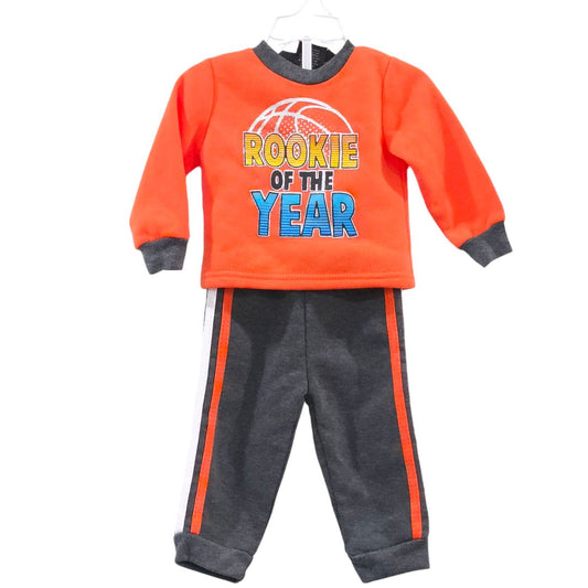 Tuff Guys - Orange "Rookie of the Year" Sweatshirt and Pant Set, 12 m