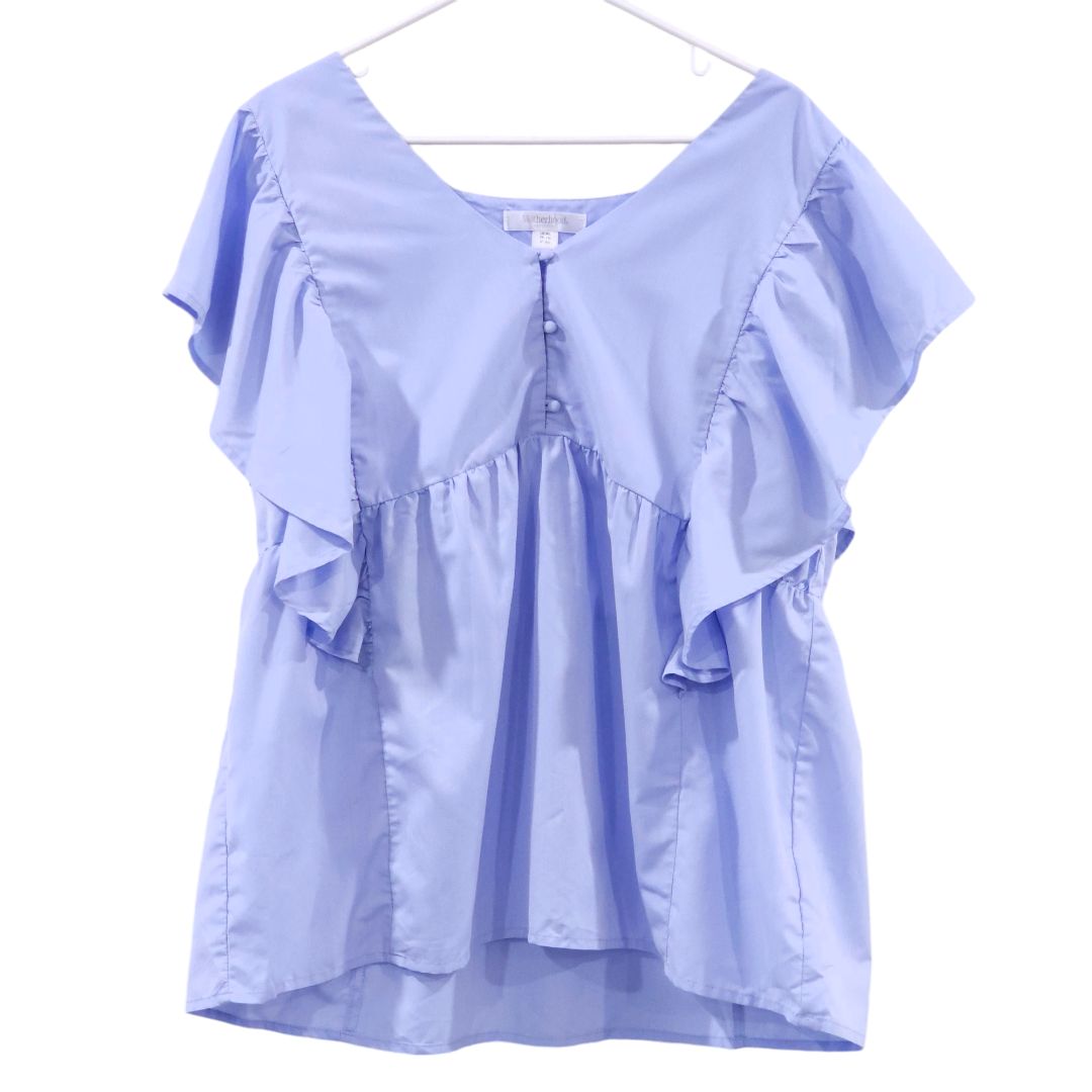 Motherhood Maternity - Blue Flutter Maternity Top, XL