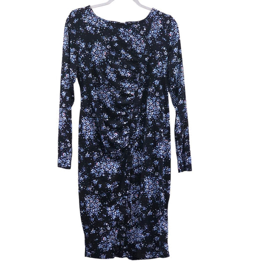 Motherhood Maternity - Black Floral Long Sleeve Maternity Dress, Large