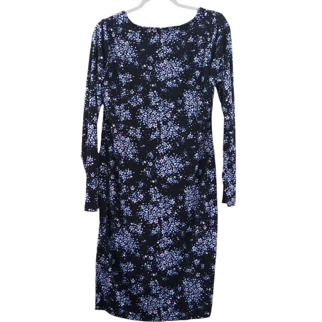 Motherhood Maternity - Black Floral Long Sleeve Maternity Dress, Large