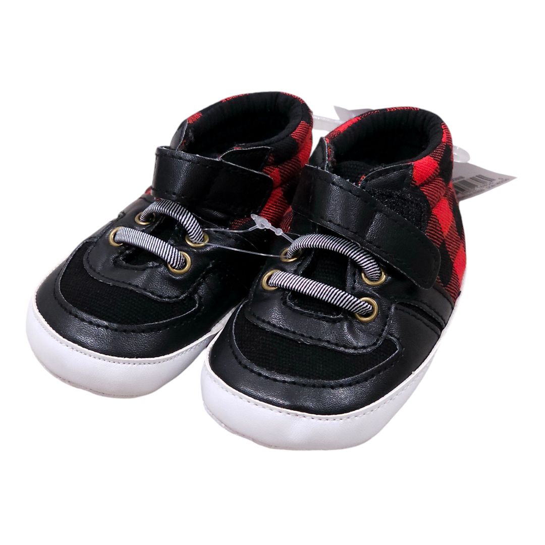 Carter's - Black Plaid Velcro Booties - New with Tag, 6-9 m