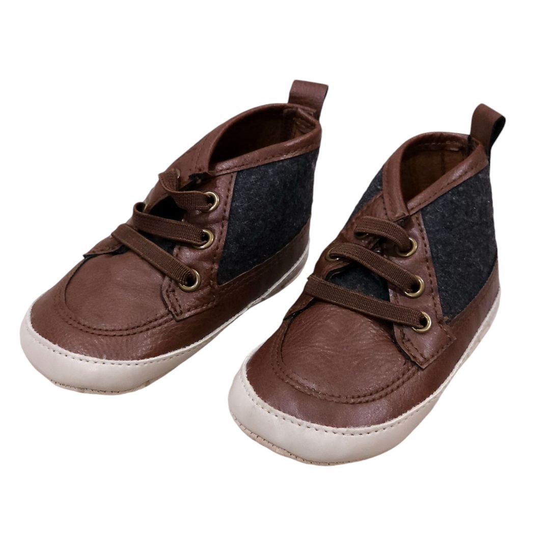 Old Navy - Brown Felt/Faux-Leather Booties for Baby, 6-12 m