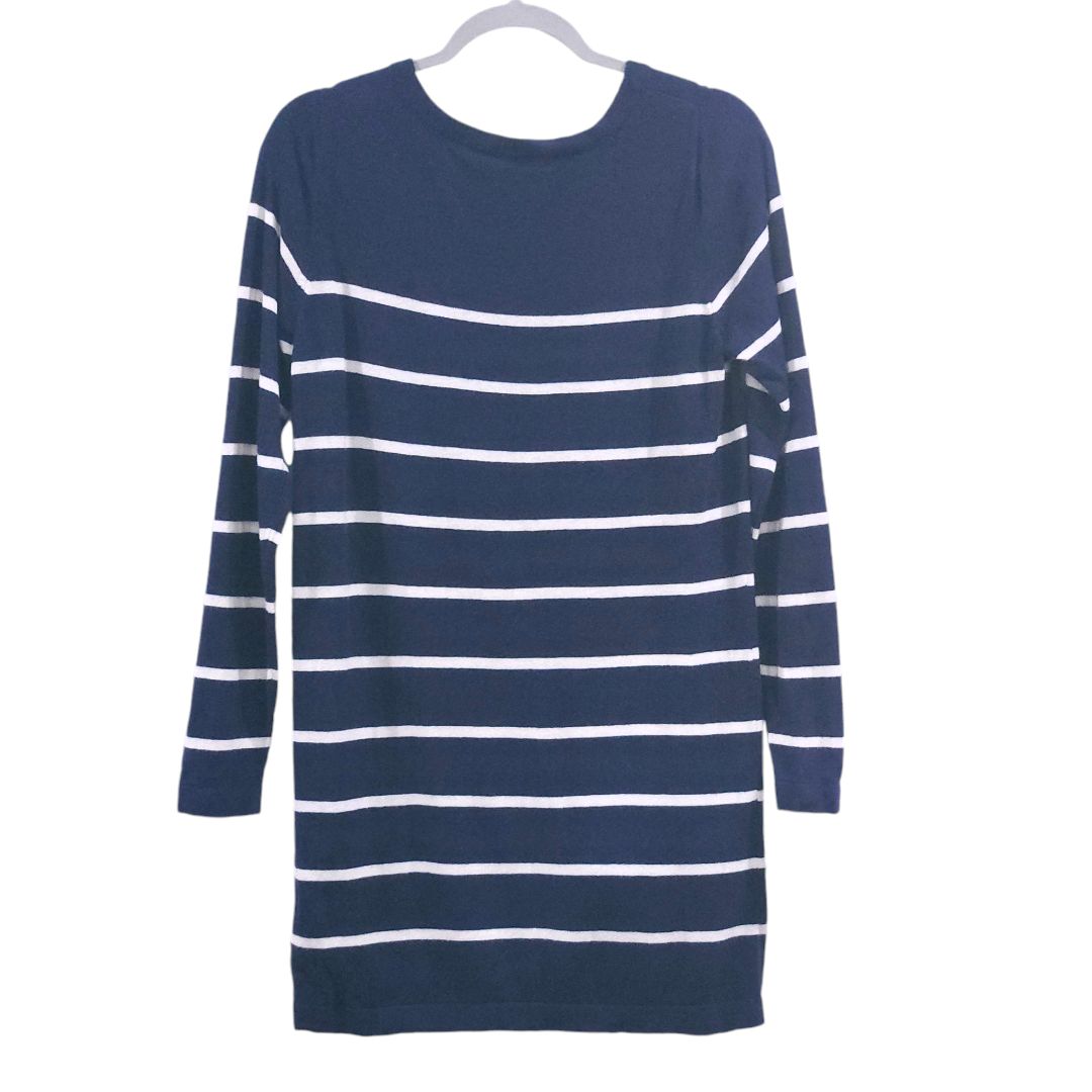 Motherhood Maternity - Blue Stripes Maternity Sweater Dress, Medium