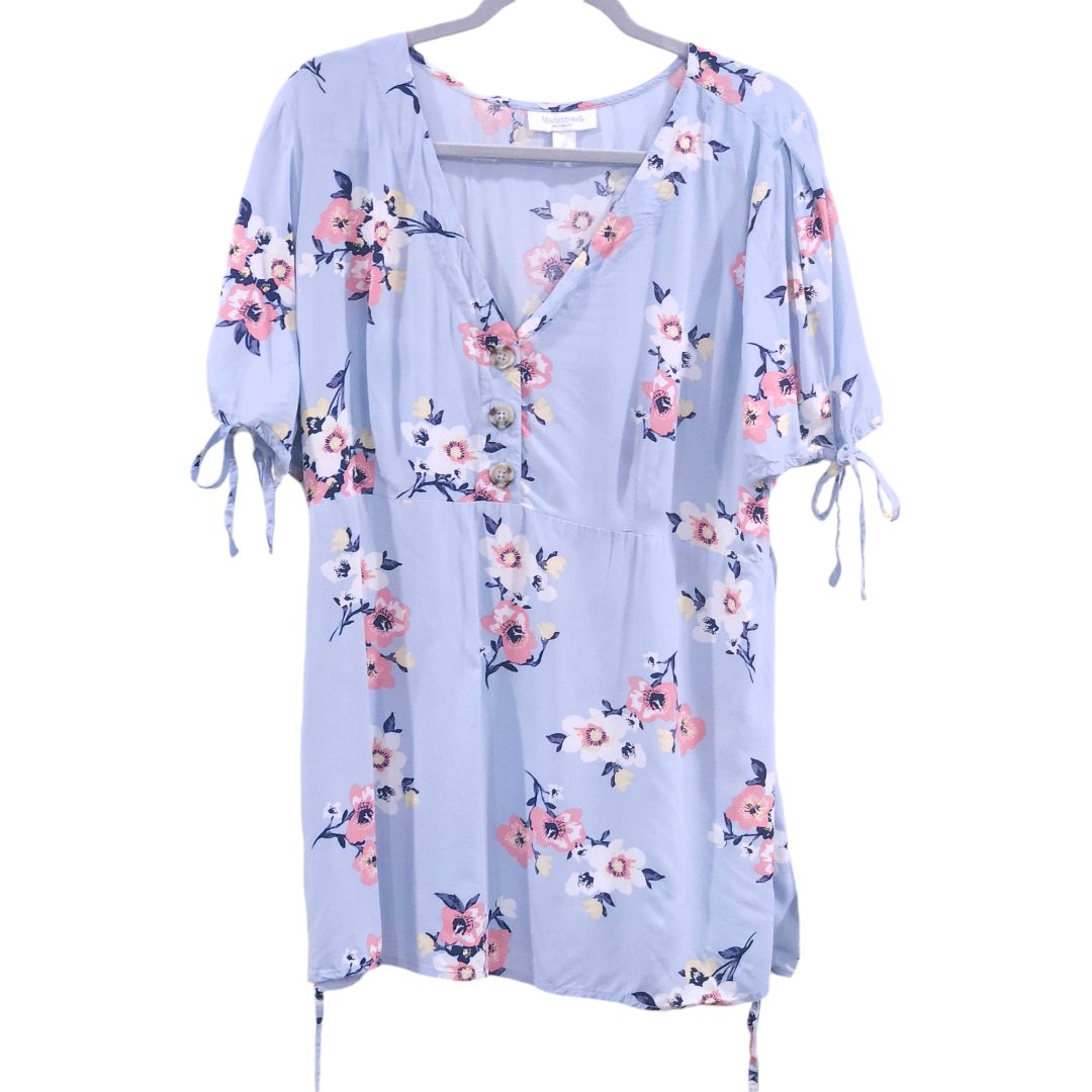 Motherhood Maternity - Blue Floral Blouse, XL