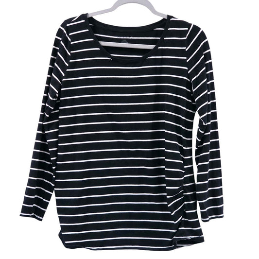 Bump Start - Black Stripes Long Sleeve Maternity Top, Large