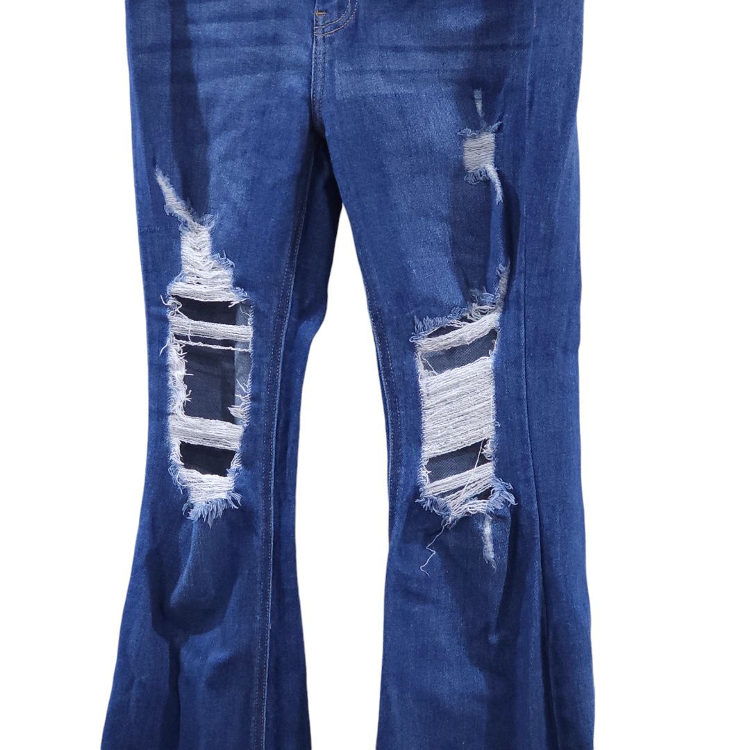 PinkBlush - Blue Distressed Maternity Flare Jeans, 28