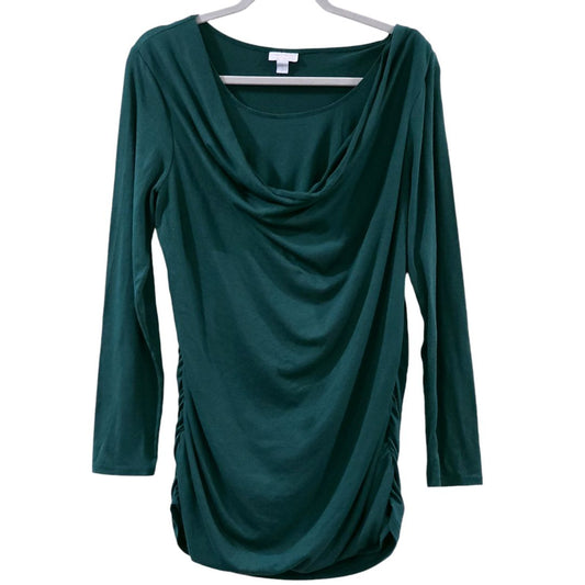 A Pea in the Pod - Green Long Sleeve Maternity Blouse, Large