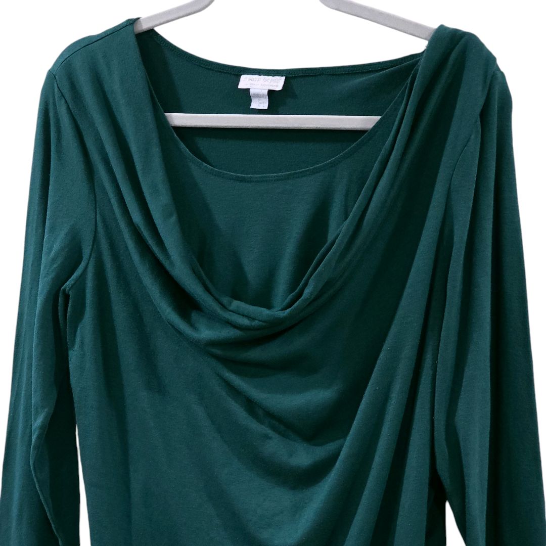 A Pea in the Pod - Green Long Sleeve Maternity Blouse, Large