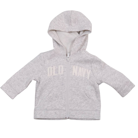 Old Navy - Gray "Oldnavy" Hooded Zip-up Jacket, 0-3 m