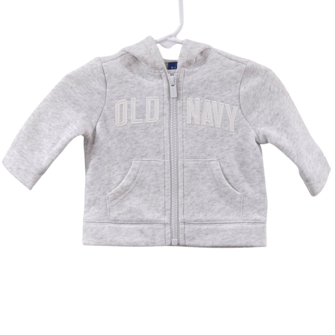 Old Navy - Gray "Oldnavy" Hooded Zip-up Jacket, 0-3 m